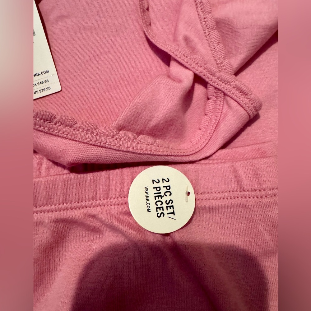 NWT Victoria's Secret PINK Light Pink 2 Piece Pajama Set - Picture 6 of 6